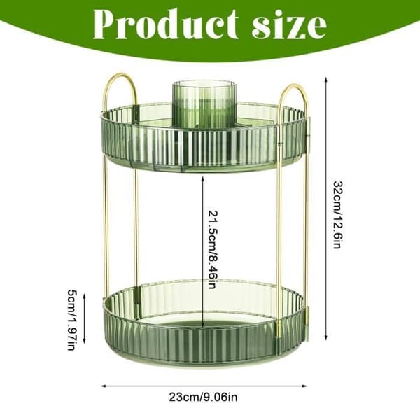360° roterende makeup-organizer, opbevaringsboks til parfume, til badeværelse, toiletbord, bordplade - 2 lag