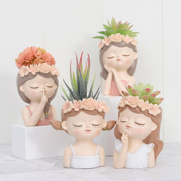 Succulentkrukor Flickans Ansikte Blomkruka För Hemträdgård Dekoration Utan Växt (Tyst)