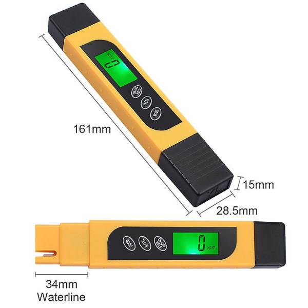 Digital Tds Tester Pen Bärbar Vattenkvalitet Tds Ec & Temperaturmätare Renhetsmätare Temp Ppm Testtermometer