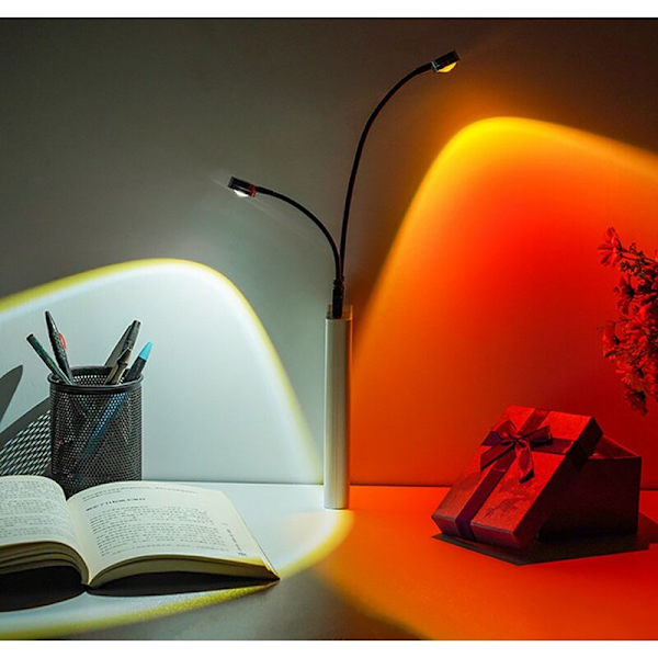 1x USB Solnedgang Lampe LED Regnbue Neon Natlys Projektor Fotografi Væg Atmosfære Belysning til Soveværelse Hjem Indretning Gave