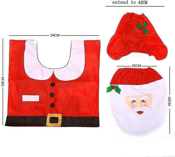 Jul toalettsitsöverdrag dekorationer, jul tomte, tomtenisse, älg badrumsdekor (Tomte-1set)