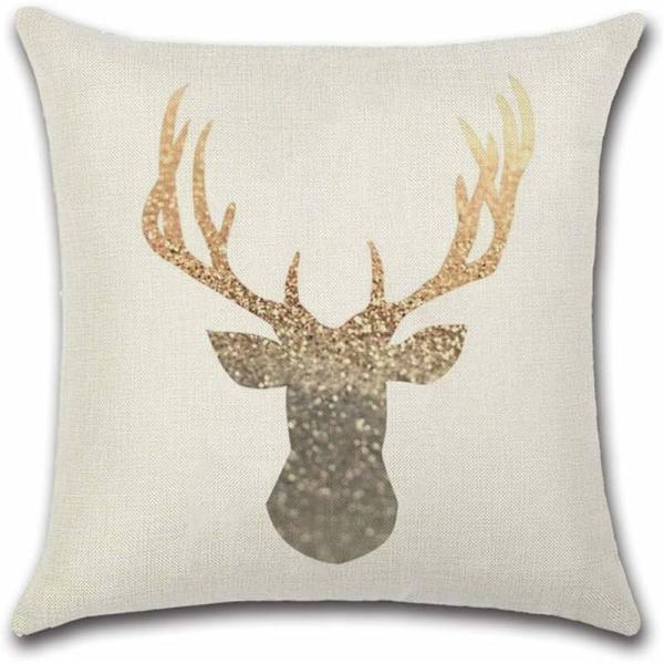 Set med 4 dekorativa kuddfodral för rådjur i polyester linne kuddfodral cover för soffa bil sovrum heminredning (45x45cm)