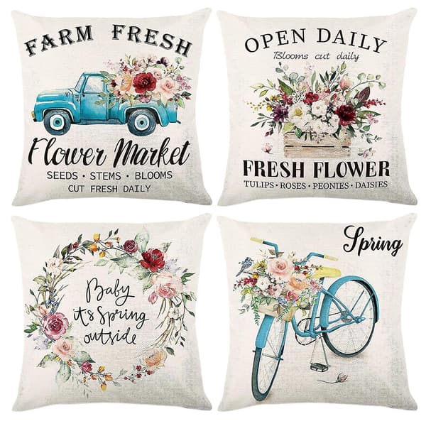 Vårfloral Kuddfodral med Glitter för Soffa, Kuddfodral för Heminredning