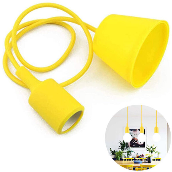 Baspendellampa, Ablevel E27 basbas silikonpendellampa hängande lampa med sladd (utan glödlampa), gul