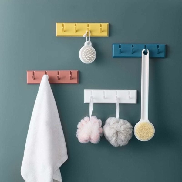 Set med 4 självhäftande väggkrokar för att hänga rockar, handdukar, badrockar, nycklar