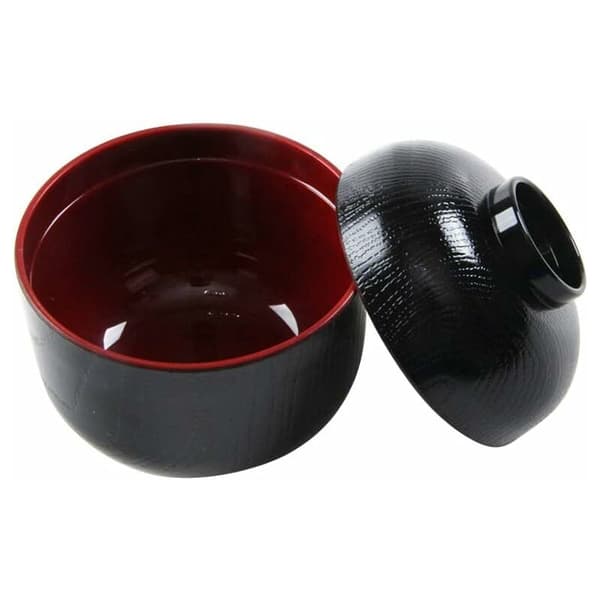 Sæt med 2 japanske miso-suppeskåle med låg, velegnet til suppe, ramen, ris (9,5 x 9,5 x 10 cm).