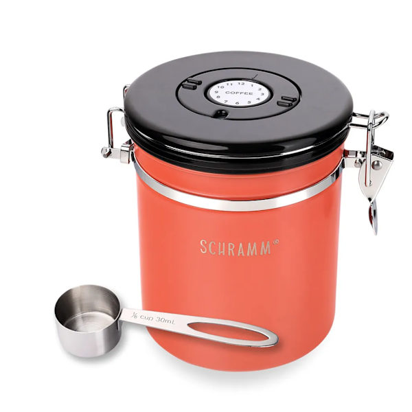Schramm® kaffeburk 1500 ml i 10 färger med doseringssked Höjd: 15cm Kaffeburkar Kaffeburk i rostfritt stål, färg: orange