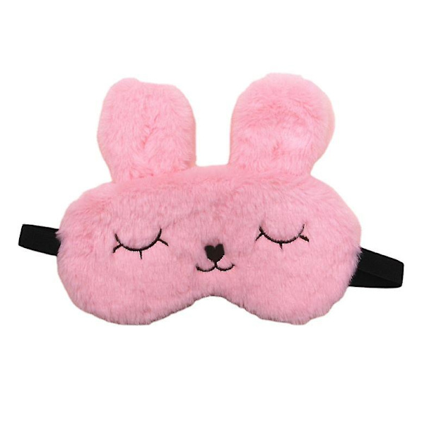 Mjuk kanin sovmask söt tecknad djur ögonmask för små flickor (rosa)