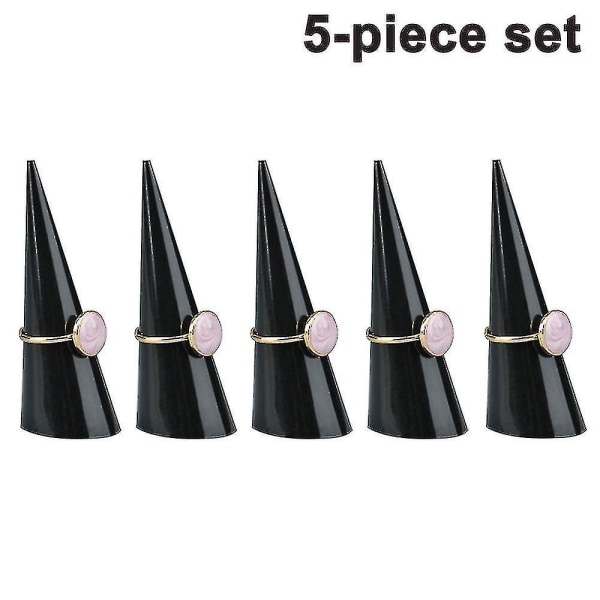 5-pack konformad akryl-ringskärm som är kompatibel med smyckesställ (svart)