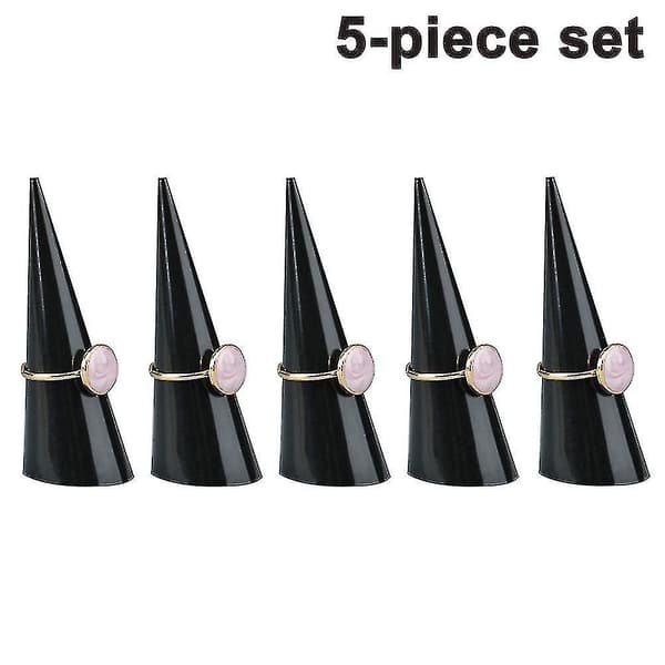 5-pack konformad akryl solid ringdisplay kompatibel med smyckesmonter (svart)