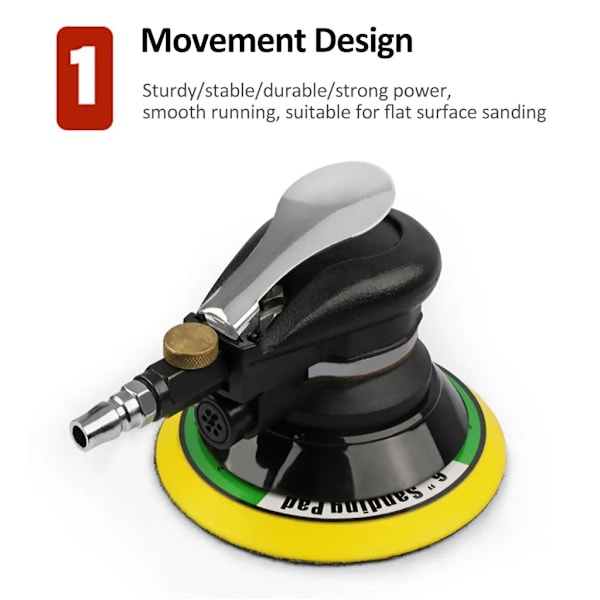 6 tums luftslipmaskin för kraftig slumpmässig omloppsbana Heavy Duty pneumatisk handhållen slipmaskin med slang och påse Polering Slipning Slipning för automatisk metall trävax metallarbete