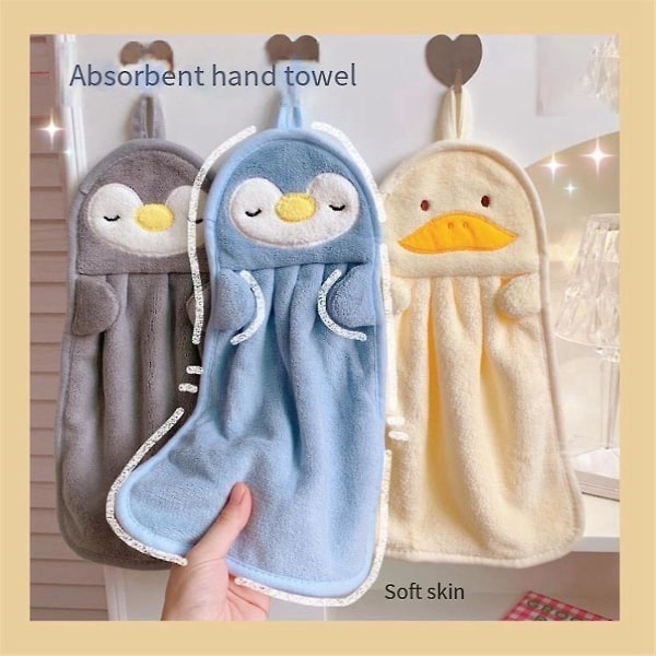 Handduk Hängande Absorberande Baby Handduk Söt Penguin Duck Hudvänlig Mjuk Barn, grå