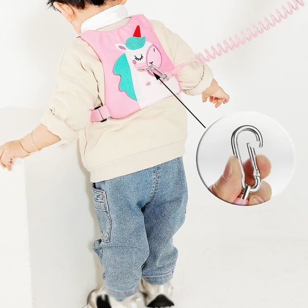 Toddler - baby Walking Safty sele och barn Anti Lost handledslänk för flickor/pojkar resor (rosa, enhörning)