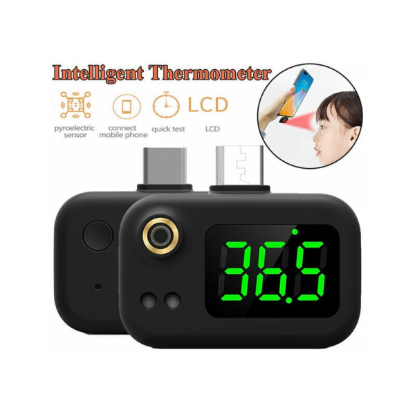 USB Smart Termometer Mini-Handy-Termometer Beröringsfri USB-Infraröd Termometer för Android-iOS-Telefoner