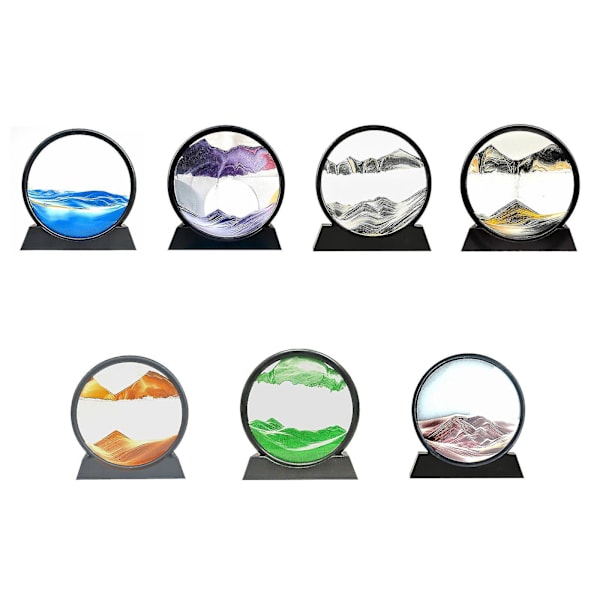 Bästsäljare-rörlig 3d-sandkonstbild Runt glas timglas Djuphavssandlandskap Heminredning-26-1（lila）