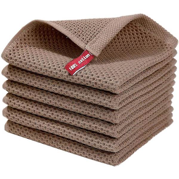 Kök Handduk Vävda Handduk Kökshandduk 12x12 Tum Brun - 6 Stycken