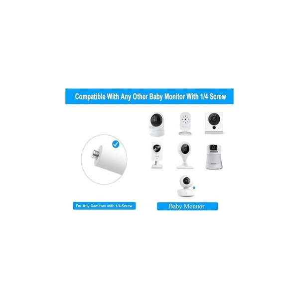 Universal babyalarmbeslag til Motorola babyalarmer/monitorer/alle andre kameraer med 1/4 skruemontering Ingen værktøj eller vægbeskadigelse påkrævet (hvid?)