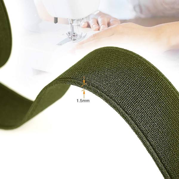 Elastisk 1-tums bred tung stretch stickning sy elastisk spole hög elasticitet stickning elastiskt band 6,6 yards, armégrön