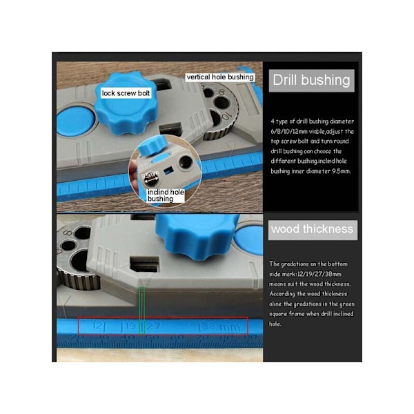 Multifunktionel Måler Lommehulsbor Dowel Positioner Hulsav Master System Tømrer