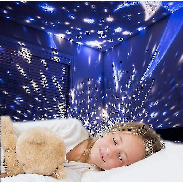 3 farger Led roterende projektor stjernehimmel nattlampe