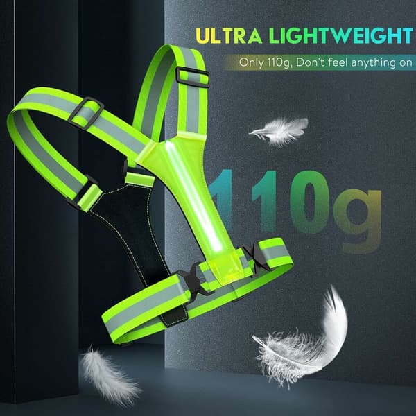 USB genopladelig sikkerheds-LED-løbevest med sikkerhedsdisplay og refleksbælte til jogging og camping