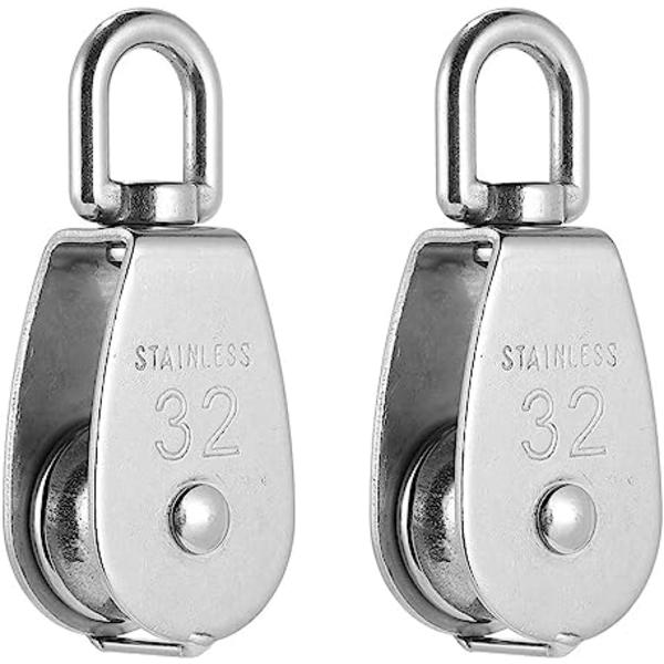 Set med 2 st 304 rostfria reprullar för rep - silver