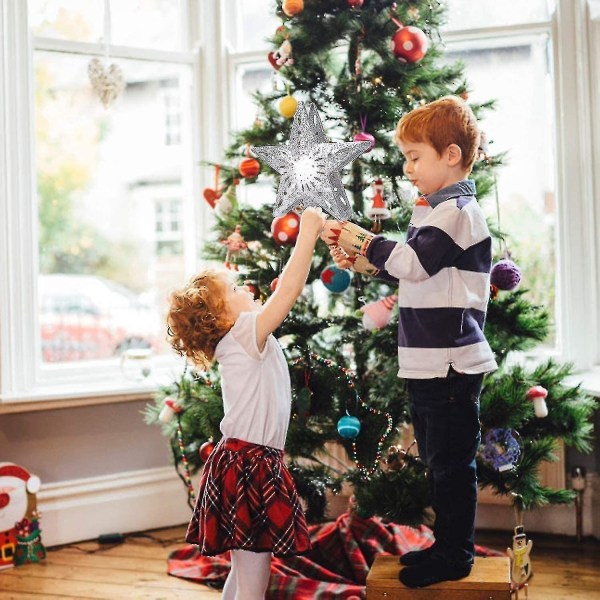 Julgransstjärna med justerbar LED-projektor snöflinga effekt silver EU