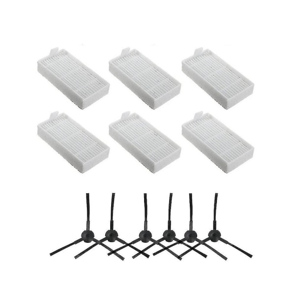 12 st för Ilife soprobot sidoborste V3 V5 X5 V5s Hepa-filter