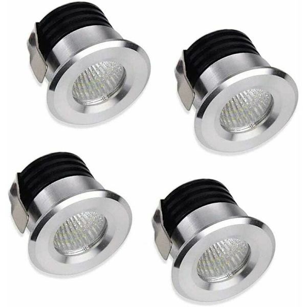 Mini LED-infälld spotlight, 3 W, varmvit? , för belysning av skyltfönster, inomhusstationer, gipsskivor, med transformator (silver)