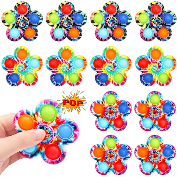 Pop Fidget Spinner, Push Bubble Spinner Enkla Fidget Popper Spinners För Stressavlastning, Fidget Leksak Med Tryckbubbla För Vuxna Barn (12-pack)