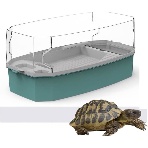 Reptiltank, sköldpaddstank i glas med filter, vattenpump, lusthus, separat (blå-liten)