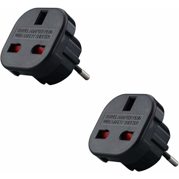 Sæt med 2 - Adapter til stik fra England til Frankrig - Adapter fra England til Frankrig - Type G til type C - Kompakt og let - Beskytter mod overspænding