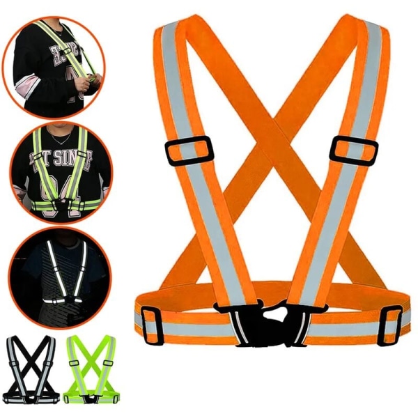 Safety Vest Reflective Safety Vest for Motorcycle Bicycle Jogging Night Running Riding 4cm Orange