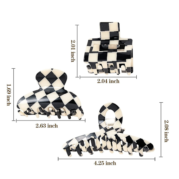Checker Claws Kilpikonnan Kynnet Hiustenpidikkeet Naisille Liukumaton Pito Ristikko Design Hiustenpidikkeet Leuka 80-luvun Estetiikka Suuret Hiusten Tarvikkeet Tytölle