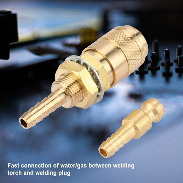 M6 gas- och vattensnabbkoppling Vatten- och gaskyld adapter för MIG TIG brännarkontakt Triomphe svetsbrännare (guld)