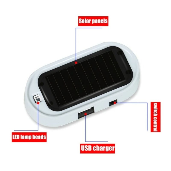 Pack Car Solar LED Fake Säkerhetsljus Simulering Trådlös Simulering Siren Stöldskyddslampa Blinkande Fake