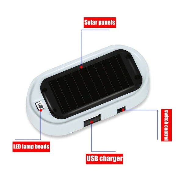 Paket Bil Sol LED Falsk Säkerhetsljus Simulering Trådlös Simulering Siren Stöldskydd Varningsljus Blinkande Falsk