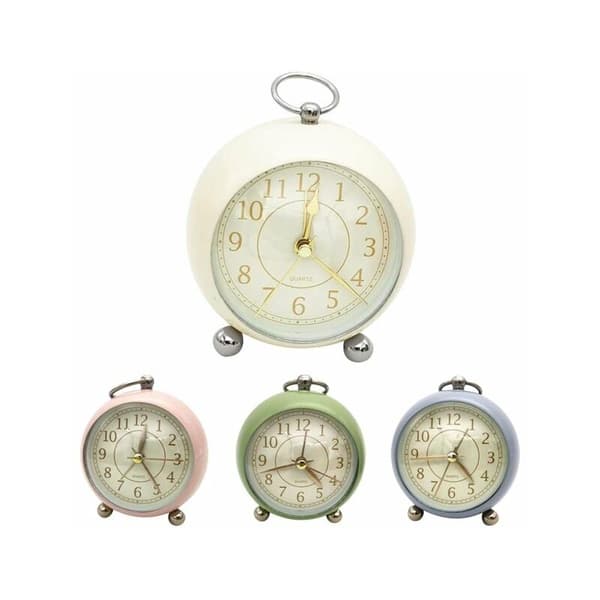 Retro Antik Analog Väckarklocka Liten Silent Bedside Presentklocka - Rosa