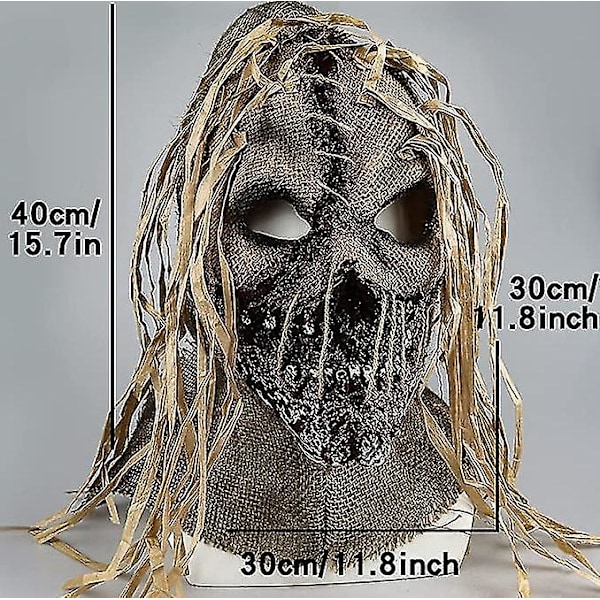 Fågelskrämma Mask Halloween Dekoration Vuxen Läskig Skräck Fullt Huvud Läskig Cosplay Karneval Fest Prop Linne