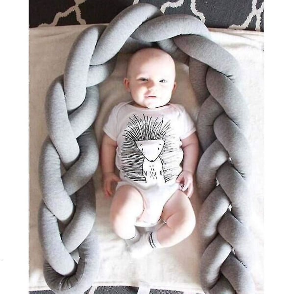 Bettumrandung, Baby Nestchen Bettschlange Babybett Stostange Weben Kantenschutz Kopfschutz Dekoration Fr Krippe Kinderbett (grau, 100cm)