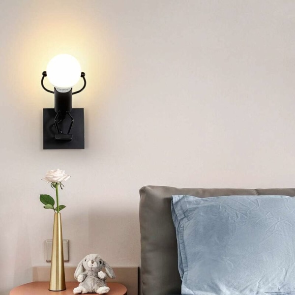 LED-vägglampa inomhus, modern vägglampa, E27 retro metalllampa, lämplig för vardagsrum, sovrum, hall, trappa, utan glödlampor