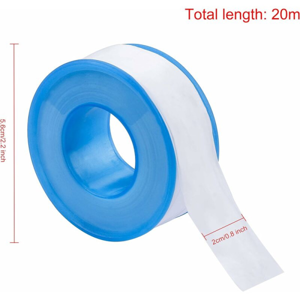 10-pack Teflontejp - 20mm x 20m Teflon tätningstejp, vit PTFE tätningstejp för rör, duschhuvuden, rörmokare, rörförseglingsmedel