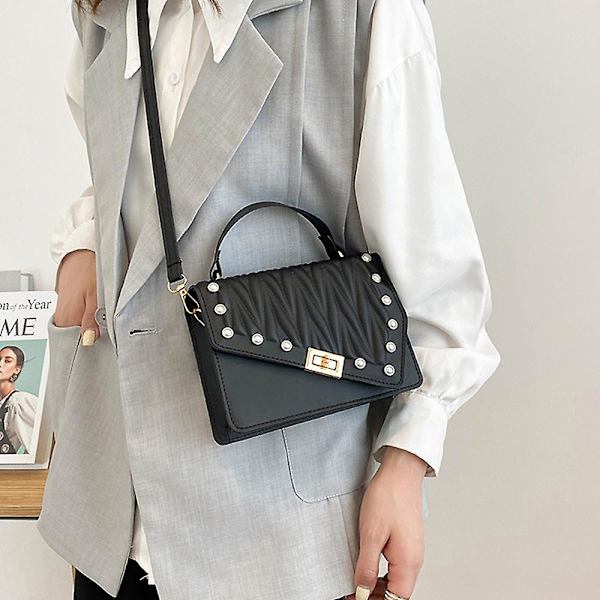Crossbody-väska - Axelväska, Fashion Chain Liten Fyrkantig Handväska, Kvällsklänning Handväska Svart