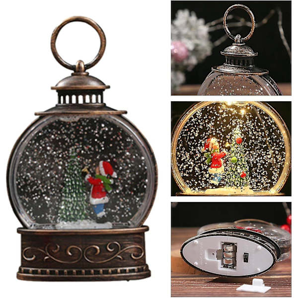 Snöglob Ljus Jul Dekorationer, Jul Snöglob Jul Snöglob Lykta Med Virvlande Glitter, Julgåvor（D）