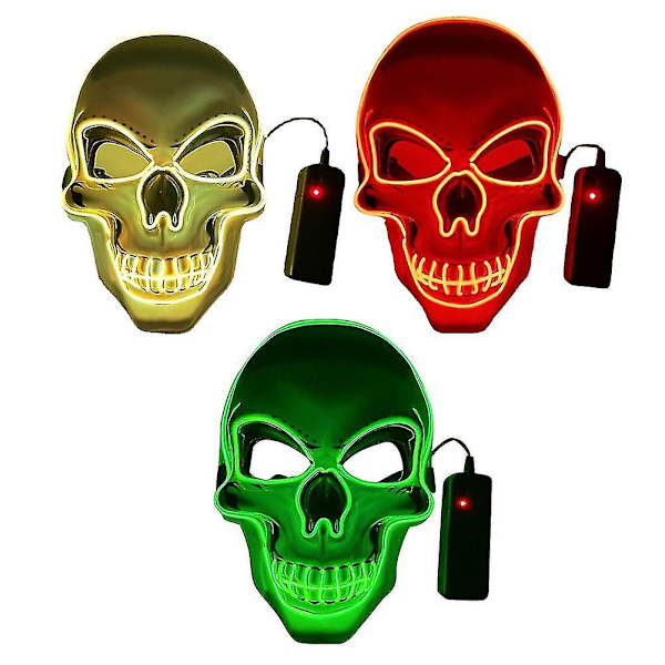 Luminous Skull Mask Scary Horror Mask För Halloween Cosplay Party Kostym Dekor (gul)