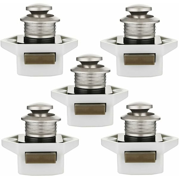 20mm tryckknappslås skåplås nyckellösa Triumph skåpdörrsknopp möbellåslås för husbil husvagnslåda husbil (vit) 5-pack