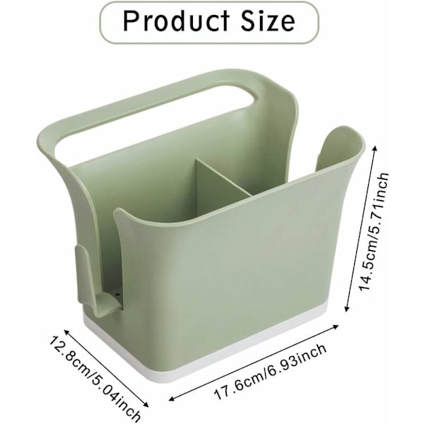 Bestickförvaringsbox Caddy Bin Organizer, ihålig ätpinneburk köksredskapstorkställ köksredskapstorkställ korg med diskho - Grön