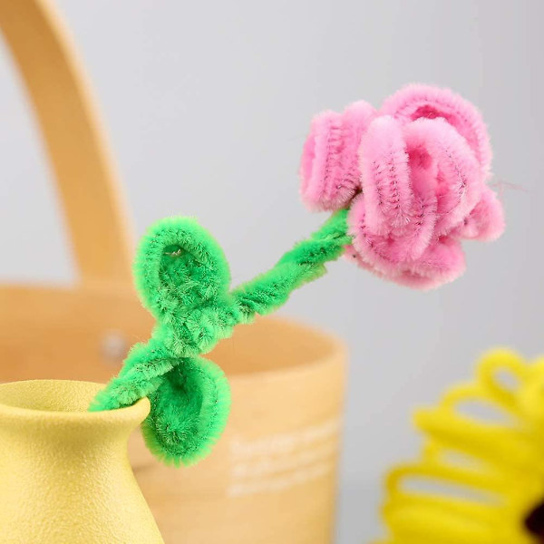 100 stycken piprensare Chenille-stång, enfärgade piprensare set för piprensare DIY konst hantverk dekorationer, Chenille-stänger piprensare (pin