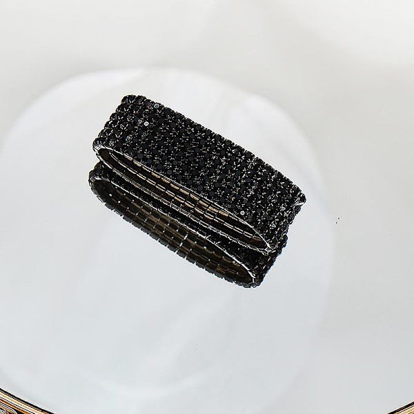 3-delat kvinnors strass tofsar smyckesset choker armband örhängen för bröllop brudfest svart