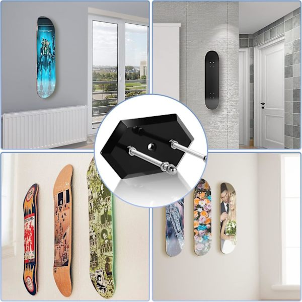 2 st Skateboardhållare Lämplig för Skateboard Display Väggmontering och Skateboard Deck Dekoration